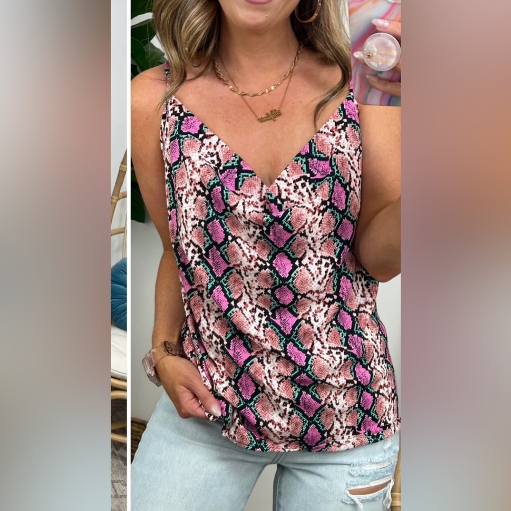 Fantastic Fawn multicolor animal print camisole top size small